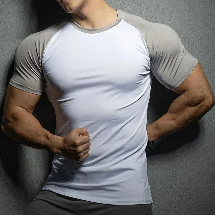 Men's Compression T-Shirt with Contrast Sleeves