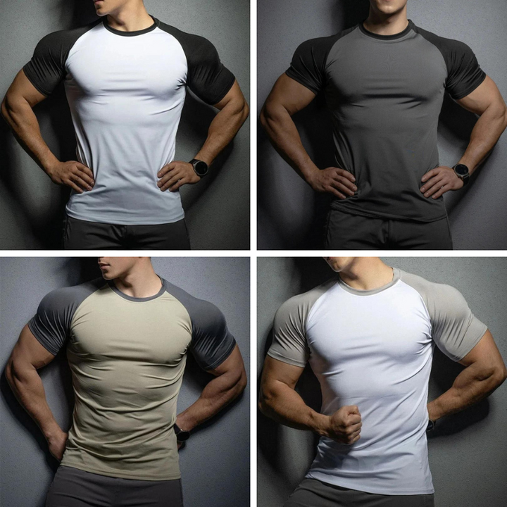 Men's Compression T-Shirt with Contrast Sleeves