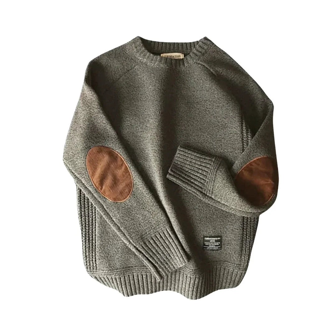 Men's Crew Neck Jumper with Elbow Patches