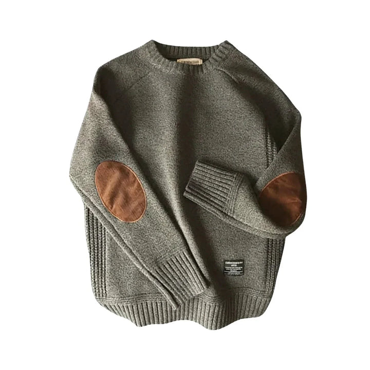 Men's Crew Neck Jumper with Elbow Patches
