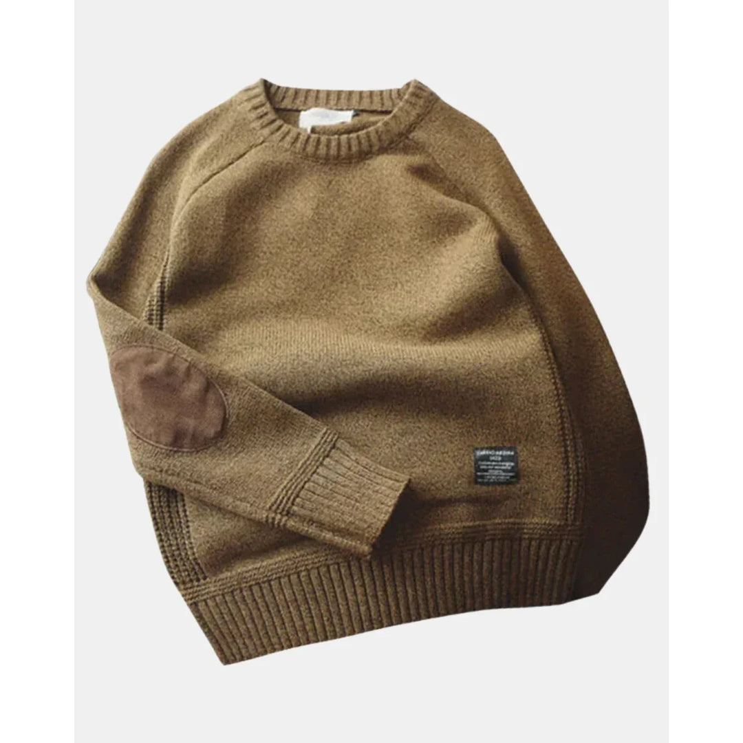 Men's Crew Neck Jumper with Elbow Patches