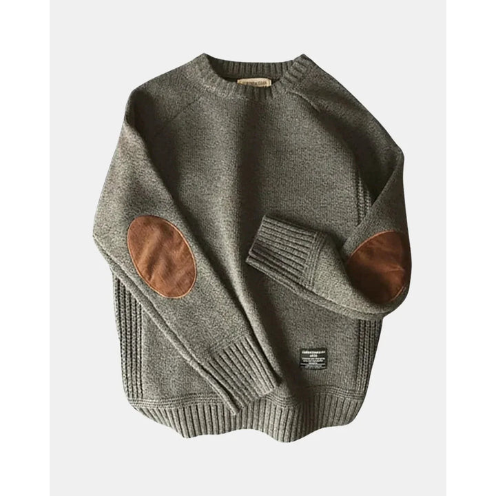 Men's Crew Neck Jumper with Elbow Patches