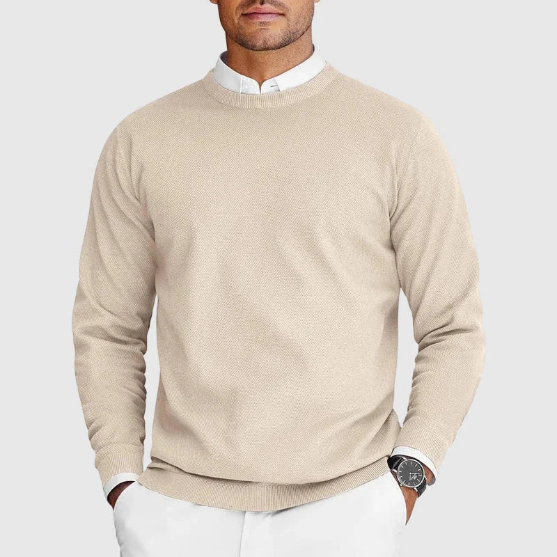 Men's Crew Neck Long-Sleeve Knitted Jumper