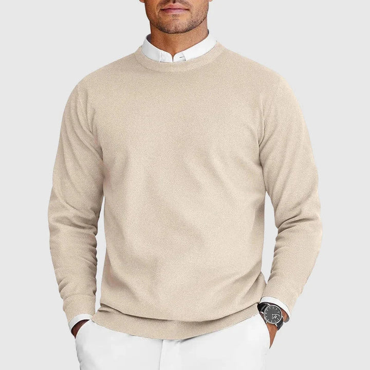 Men's Crew Neck Long-Sleeve Knitted Jumper