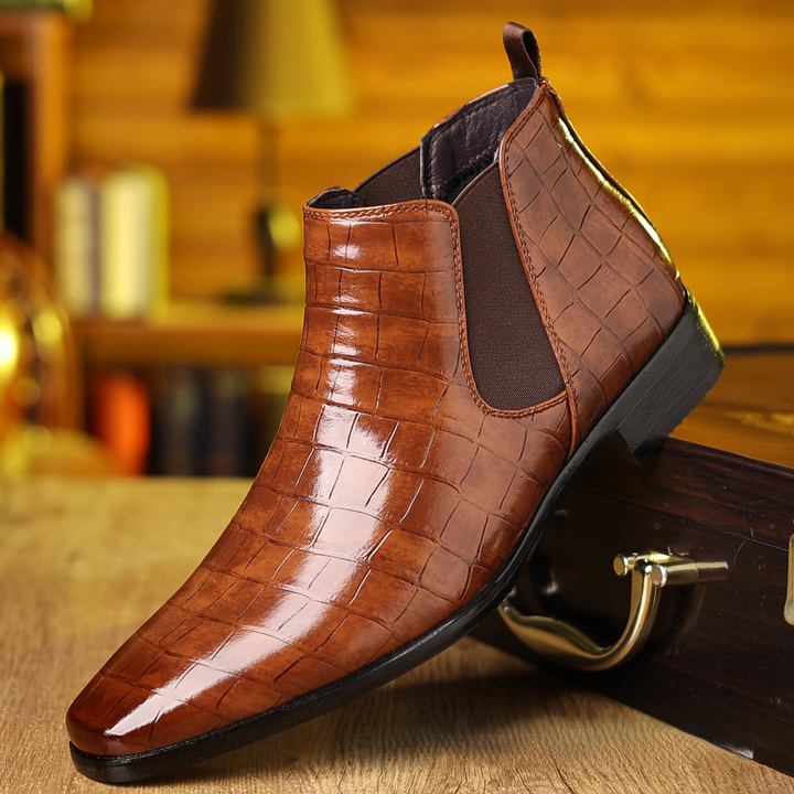 Men's Croc-Embossed Chelsea Boots