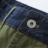 Men's Cropped Cargo Trousers with Navy Waistband Trim