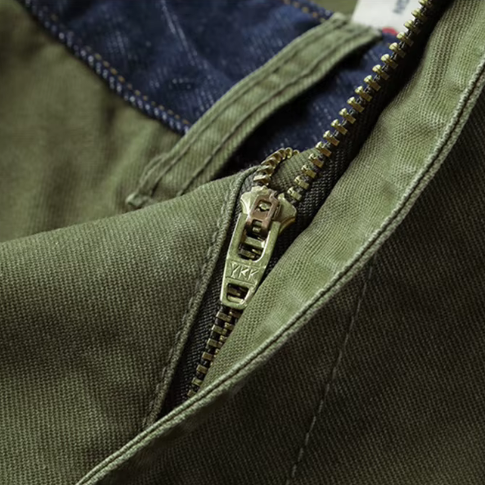 Men's Cropped Cargo Trousers with Navy Waistband Trim