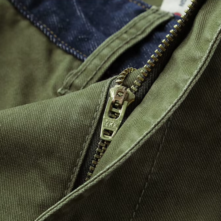 Men's Cropped Cargo Trousers with Navy Waistband Trim