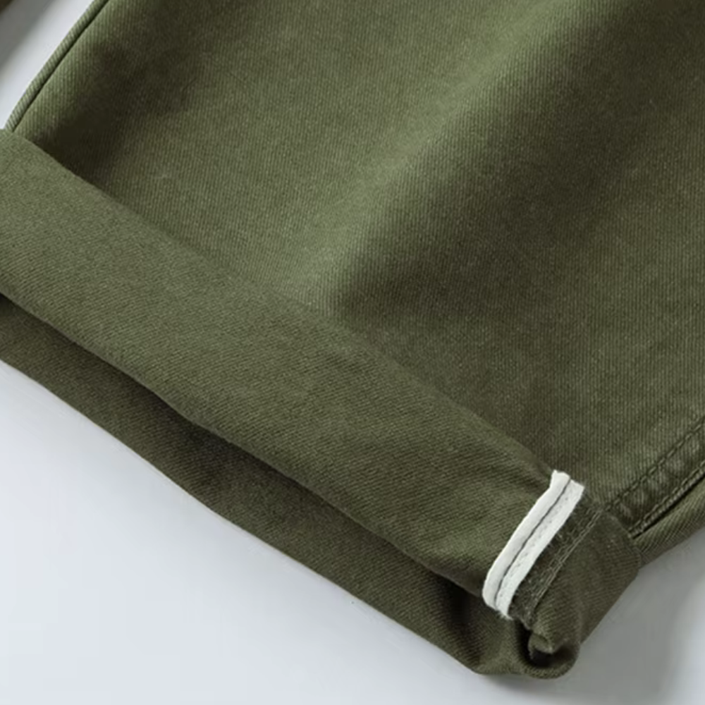 Men's Cropped Cargo Trousers with Navy Waistband Trim