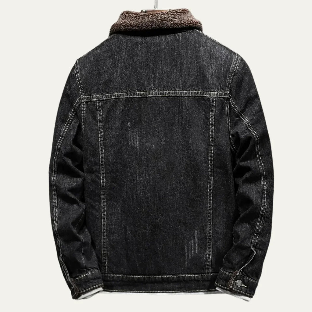 Men's Denim Trucker Jacket with Fleece Lining
