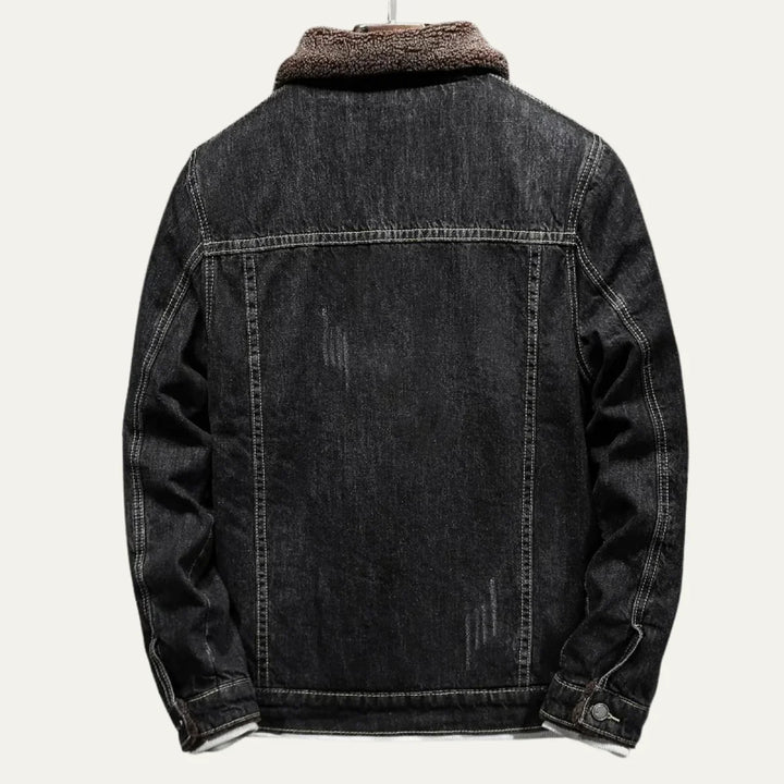 Men's Denim Trucker Jacket with Fleece Lining