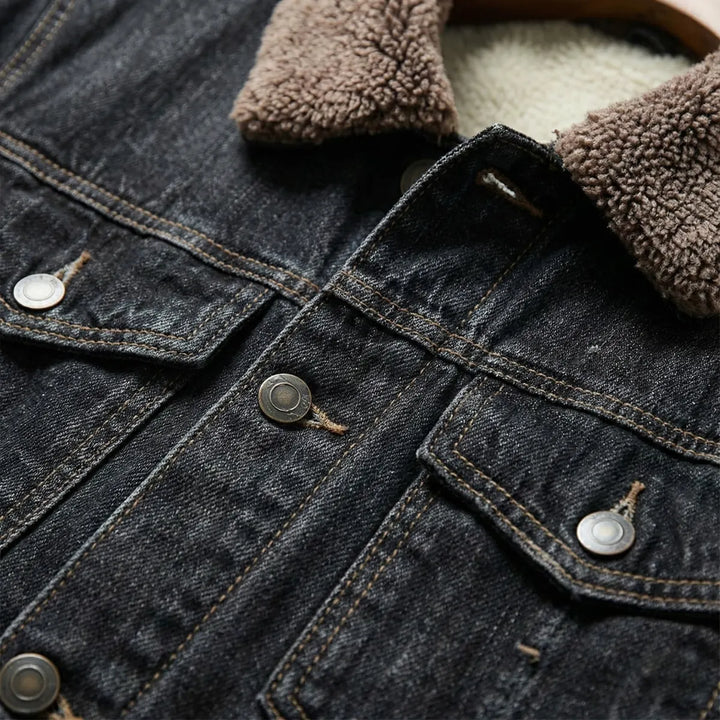 Men's Denim Trucker Jacket with Fleece Lining