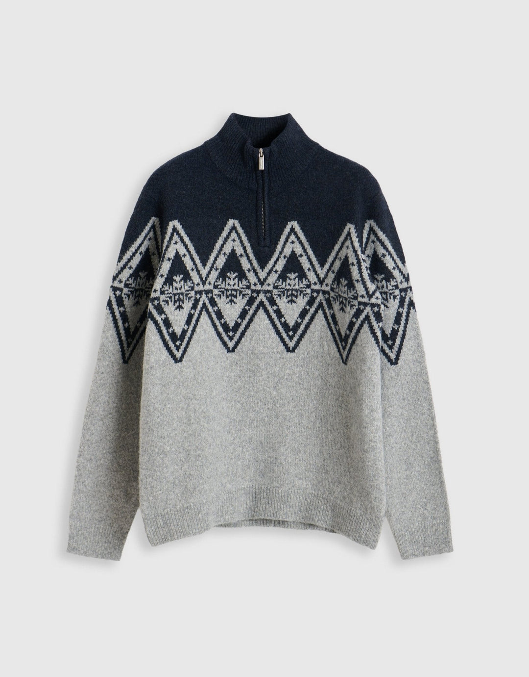 Men's Christmas Jumper Fair Isle Diamond Quarter Zip in Navy