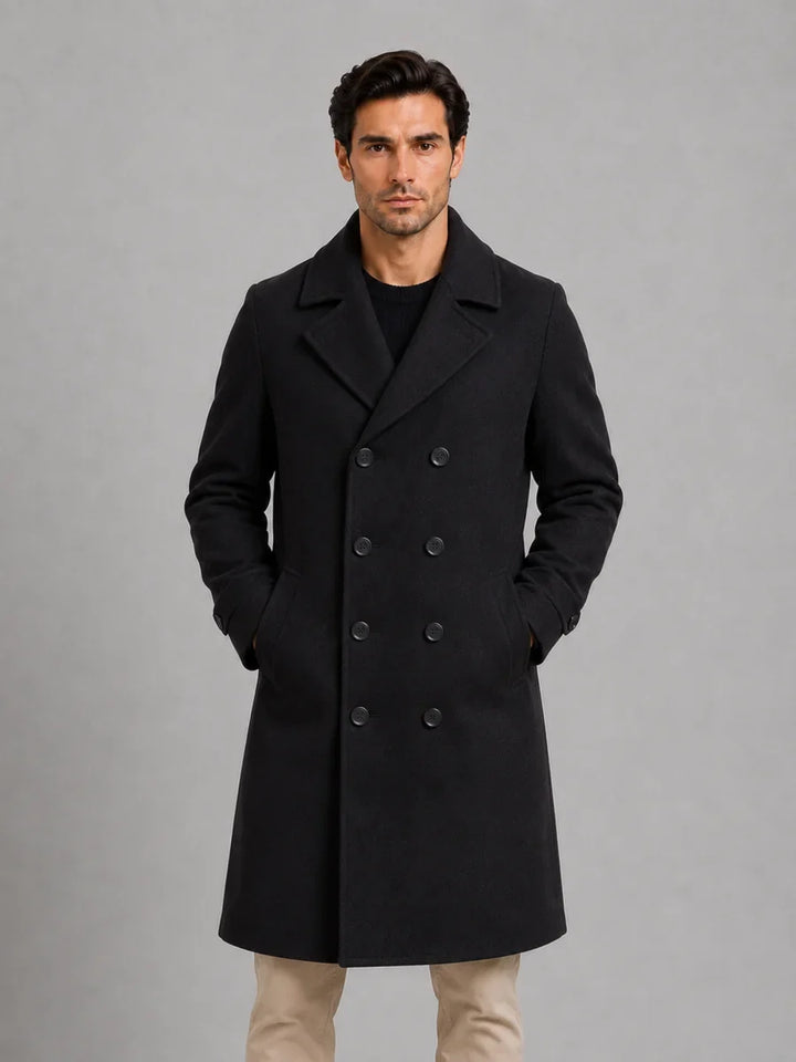 Men's Double-Breasted Longline Winter Coat