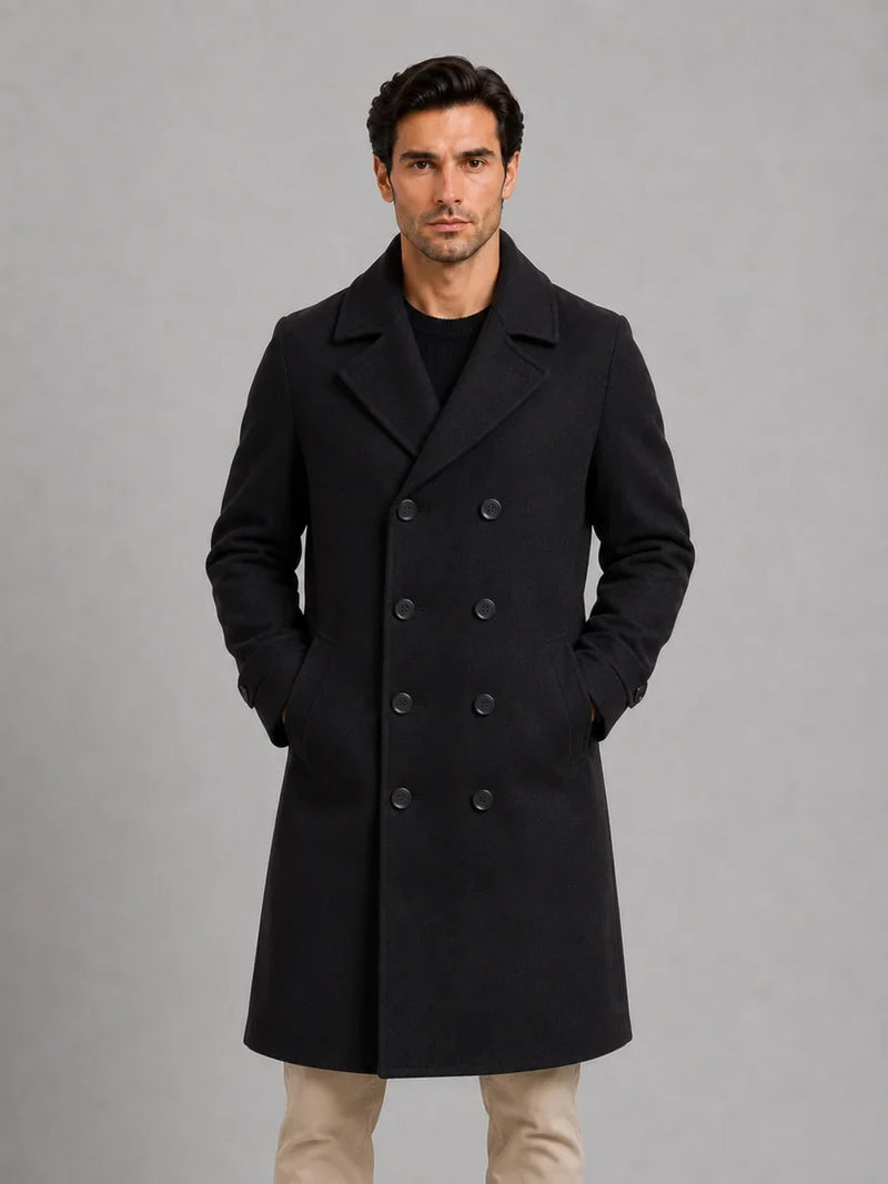 Men's Double-Breasted Longline Winter Coat