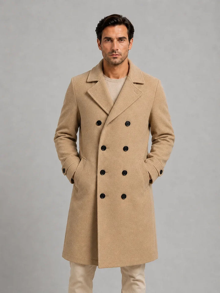 Men's Double-Breasted Longline Winter Coat