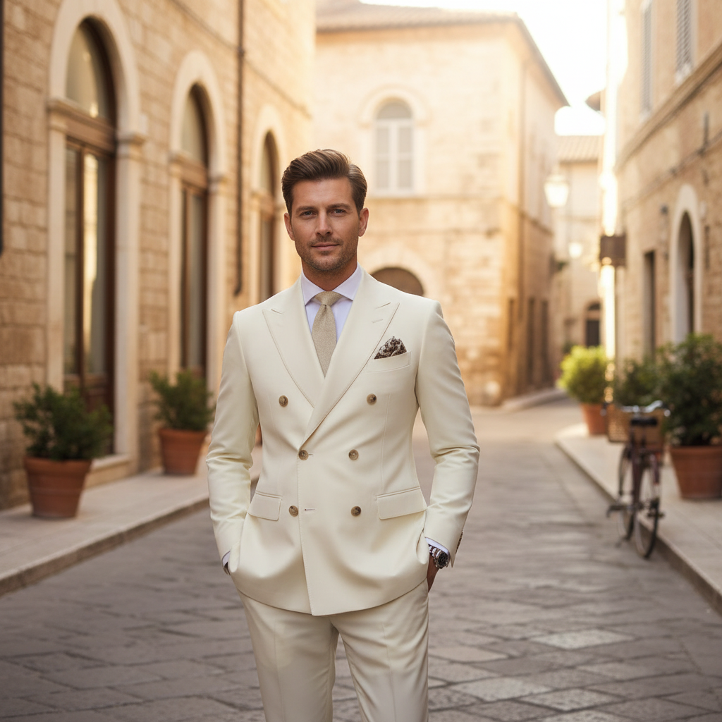 Men's Double Breasted Peak Lapel Suit