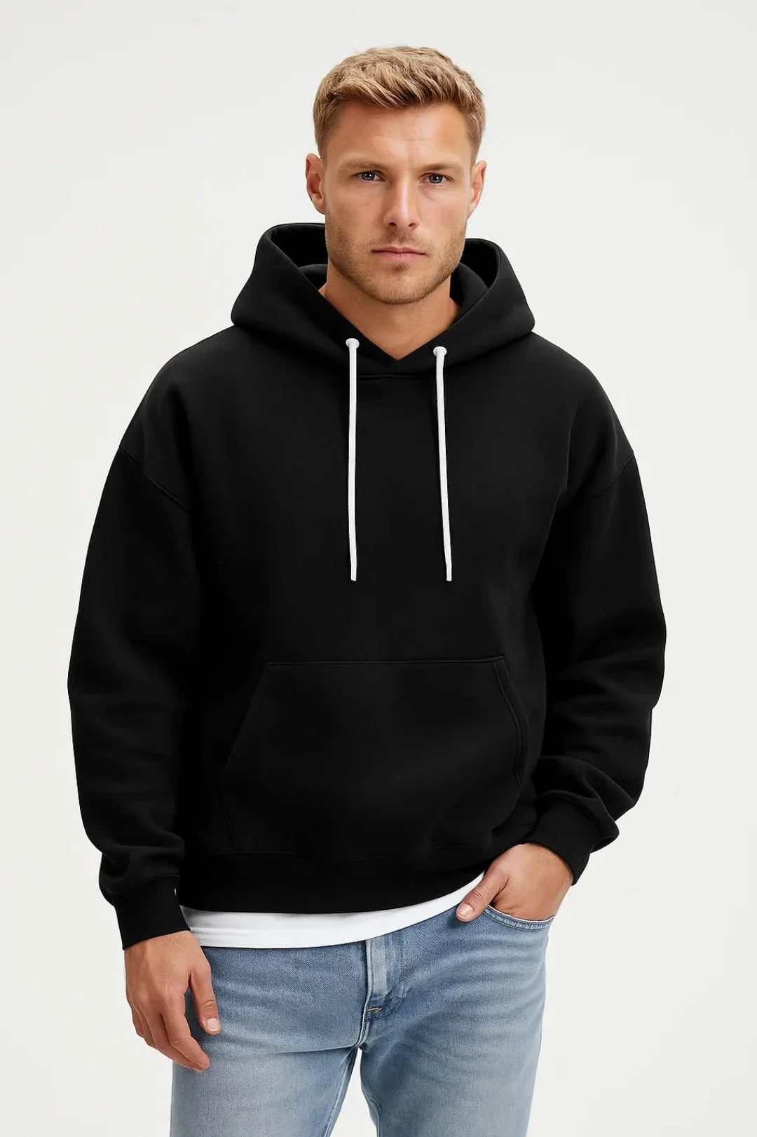 Men's Drawstring Pullover Hoodie with Kangaroo Pocket