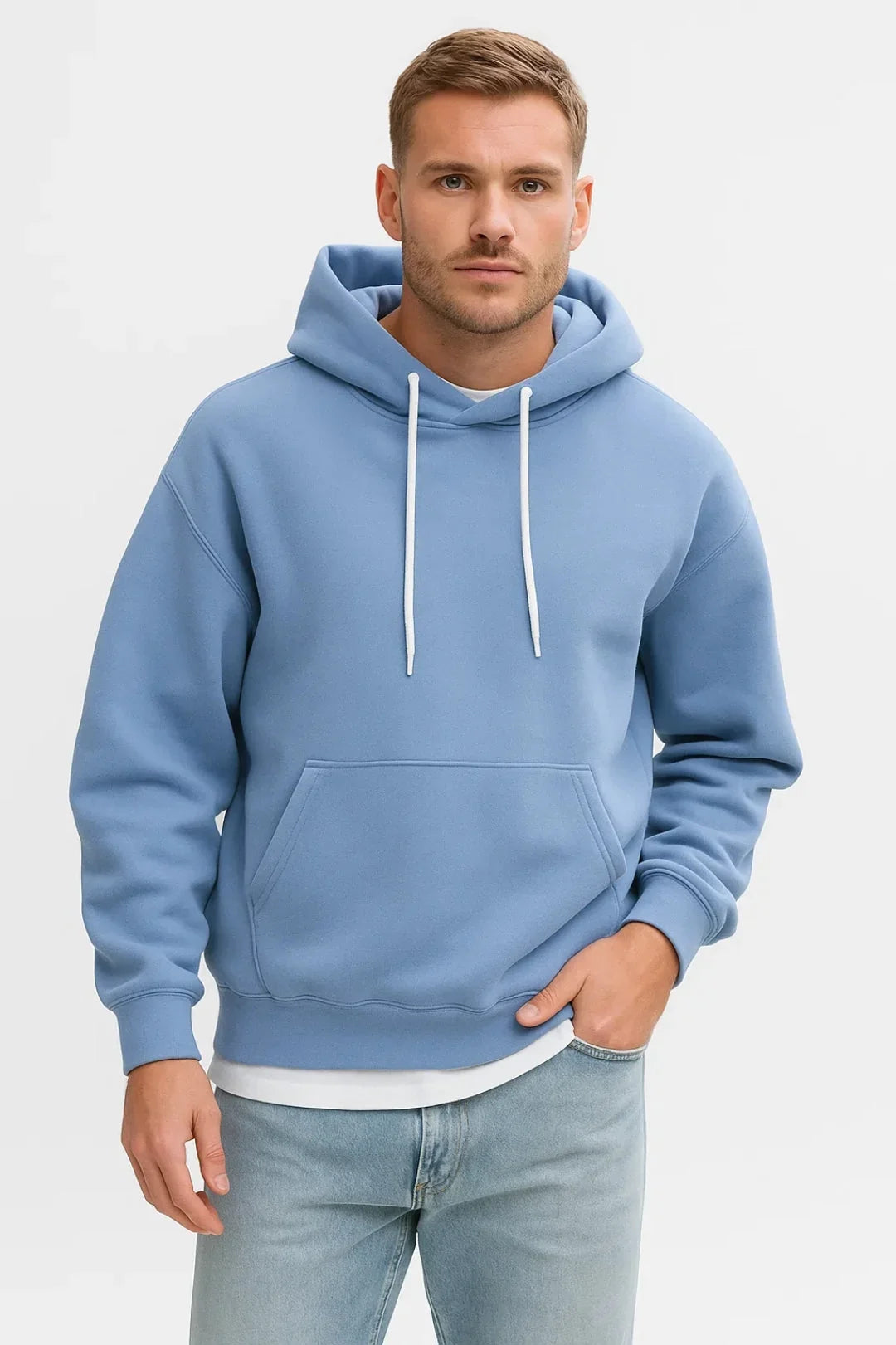 Men's Drawstring Pullover Hoodie with Kangaroo Pocket