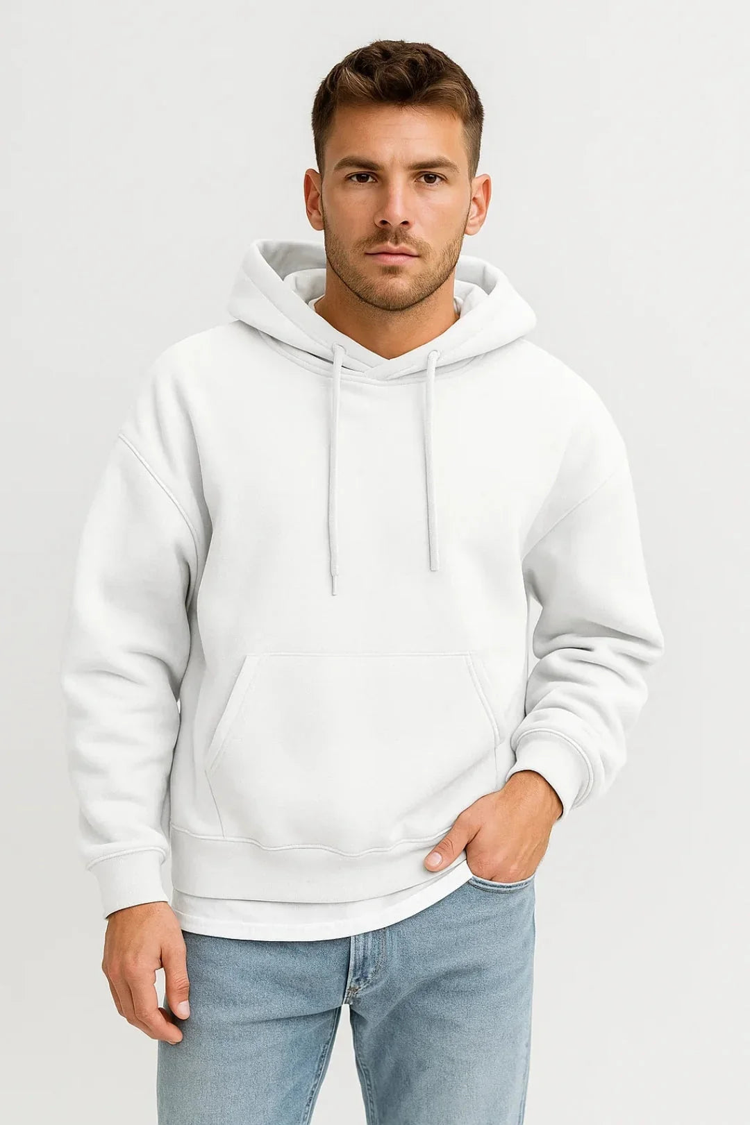 Men's Drawstring Pullover Hoodie with Kangaroo Pocket