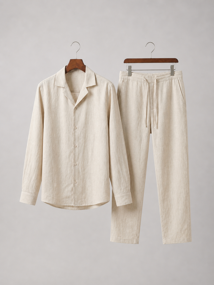 Men's Drawstring-Waist Linen-Look Trousers