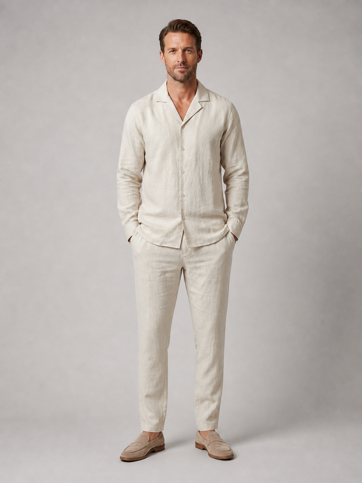 Men's Drawstring-Waist Linen-Look Trousers