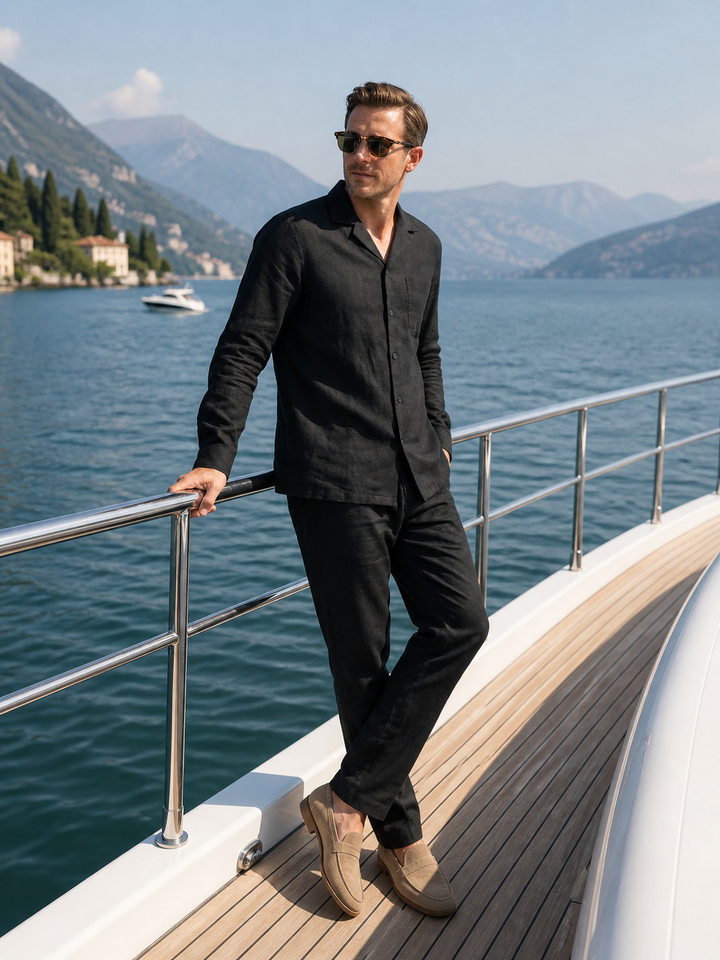 Men's Drawstring-Waist Linen-Look Trousers