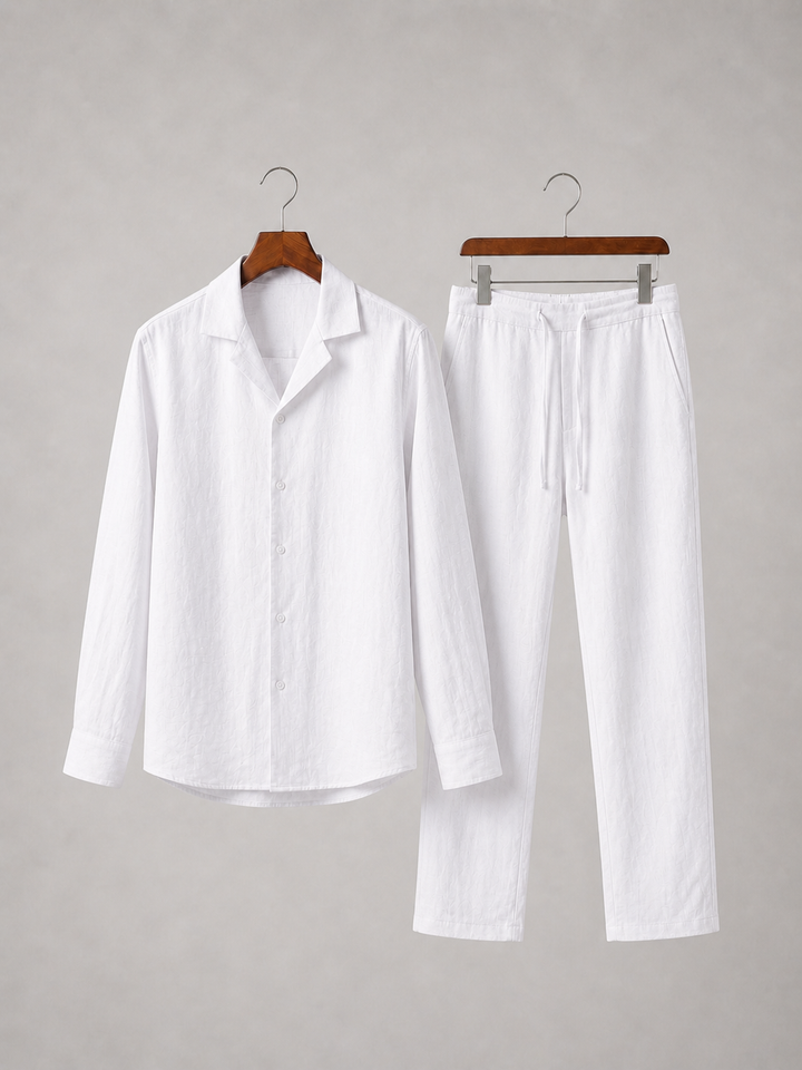 Men's Drawstring-Waist Linen-Look Trousers