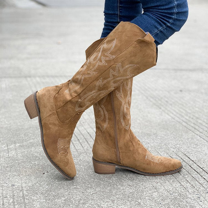 Women's Embroidered Knee-High Western Boots