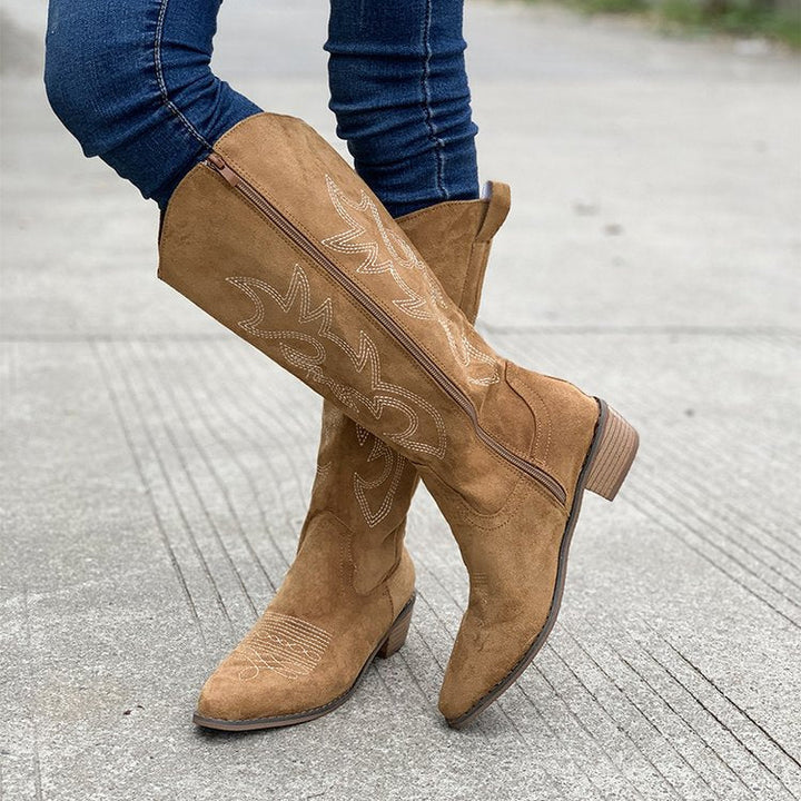Women's Embroidered Knee-High Western Boots