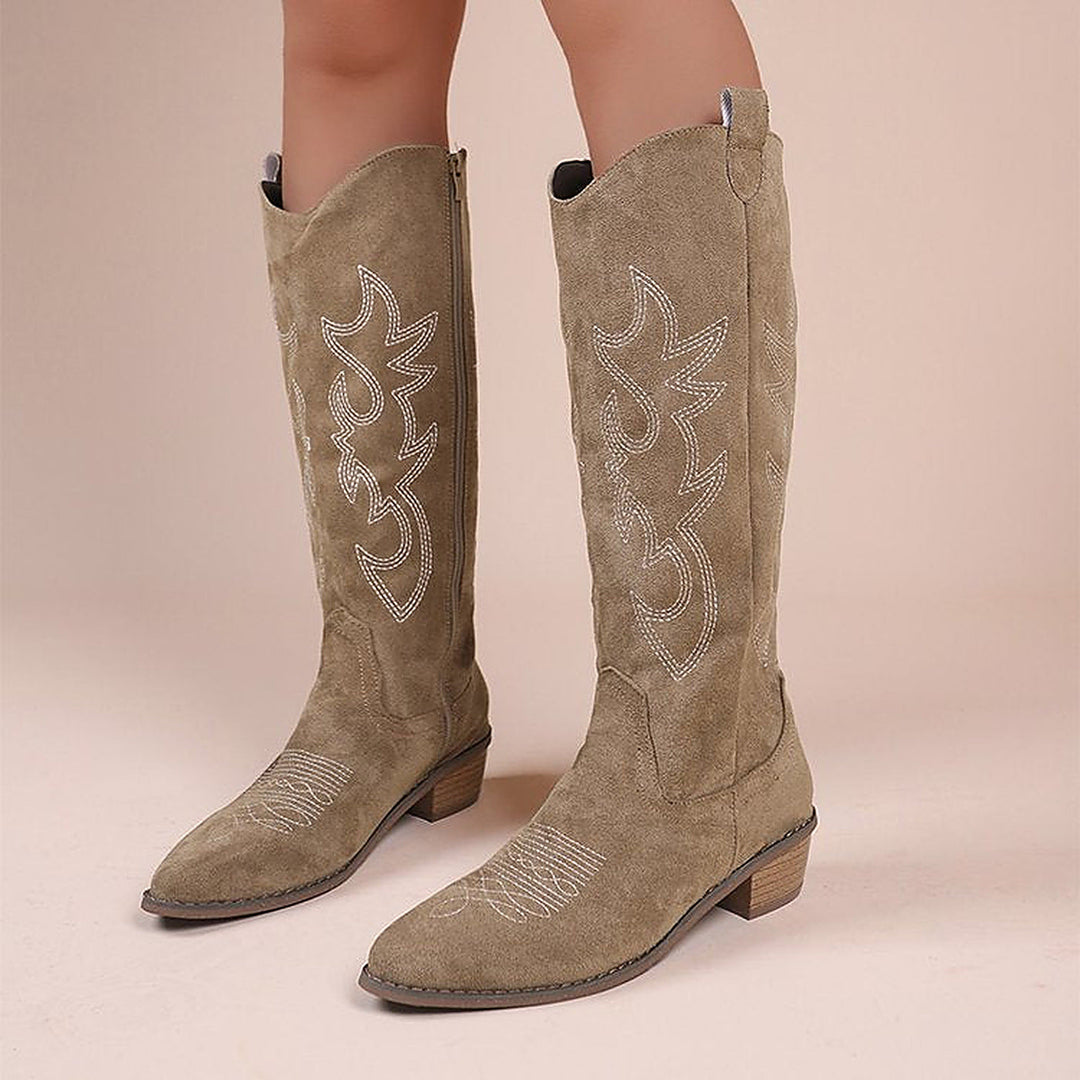 Women's Embroidered Knee-High Western Boots