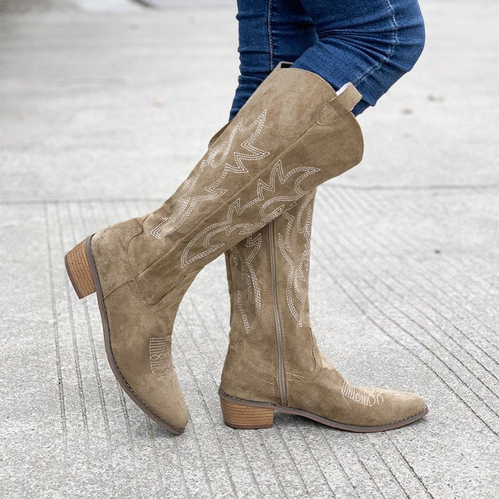 Women's Embroidered Knee-High Western Boots
