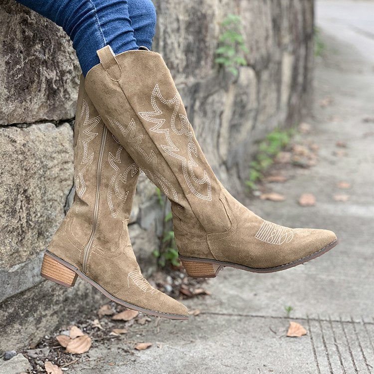 Women's Embroidered Knee-High Western Boots