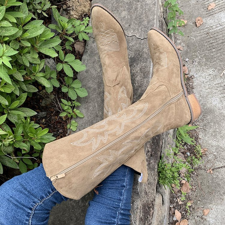 Women's Embroidered Knee-High Western Boots