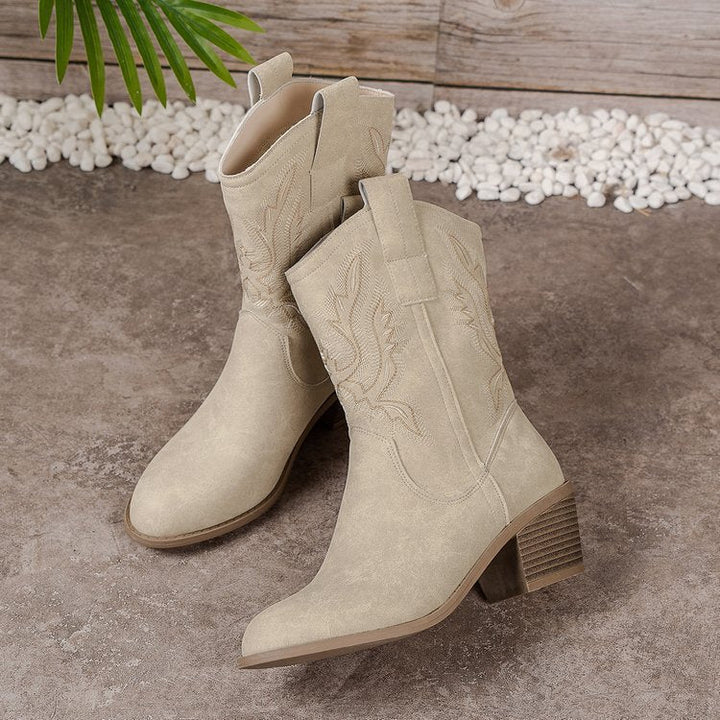 Women's Embroidered Mid-Calf Western Boots
