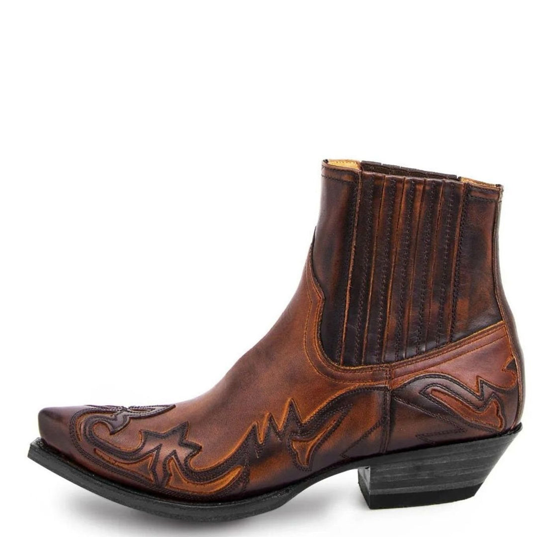 Men's Embroidered Pointed-Toe Western Ankle Boots