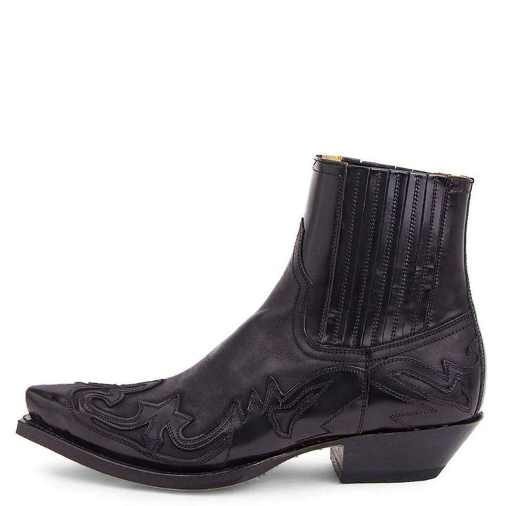 Men's Embroidered Pointed-Toe Western Ankle Boots