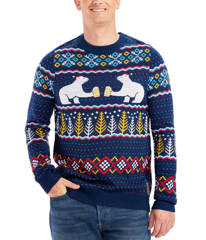 Men's Christmas Jumper Fair Isle Polar Bear Toast Crew Neck