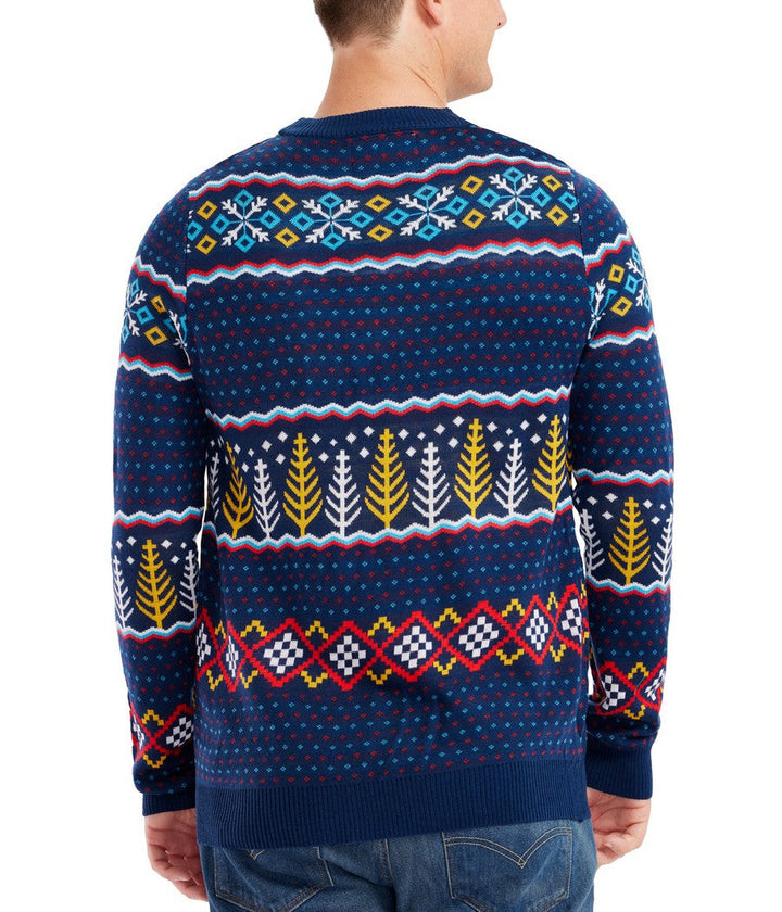 Men's Christmas Jumper Fair Isle Polar Bear Toast Crew Neck