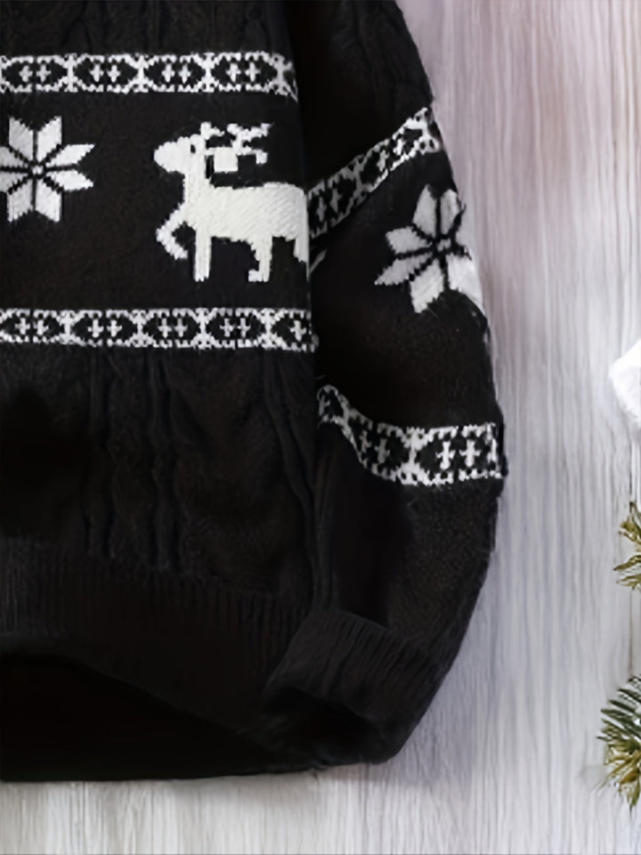 Men's Christmas Jumper Reindeer Snowflake Cable Knit
