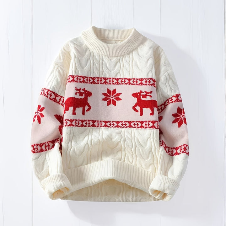 Men's Christmas Jumper Reindeer Snowflake Cable Knit