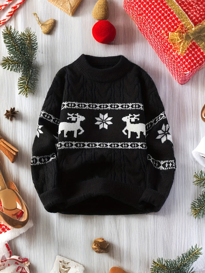 Men's Christmas Jumper Reindeer Snowflake Cable Knit