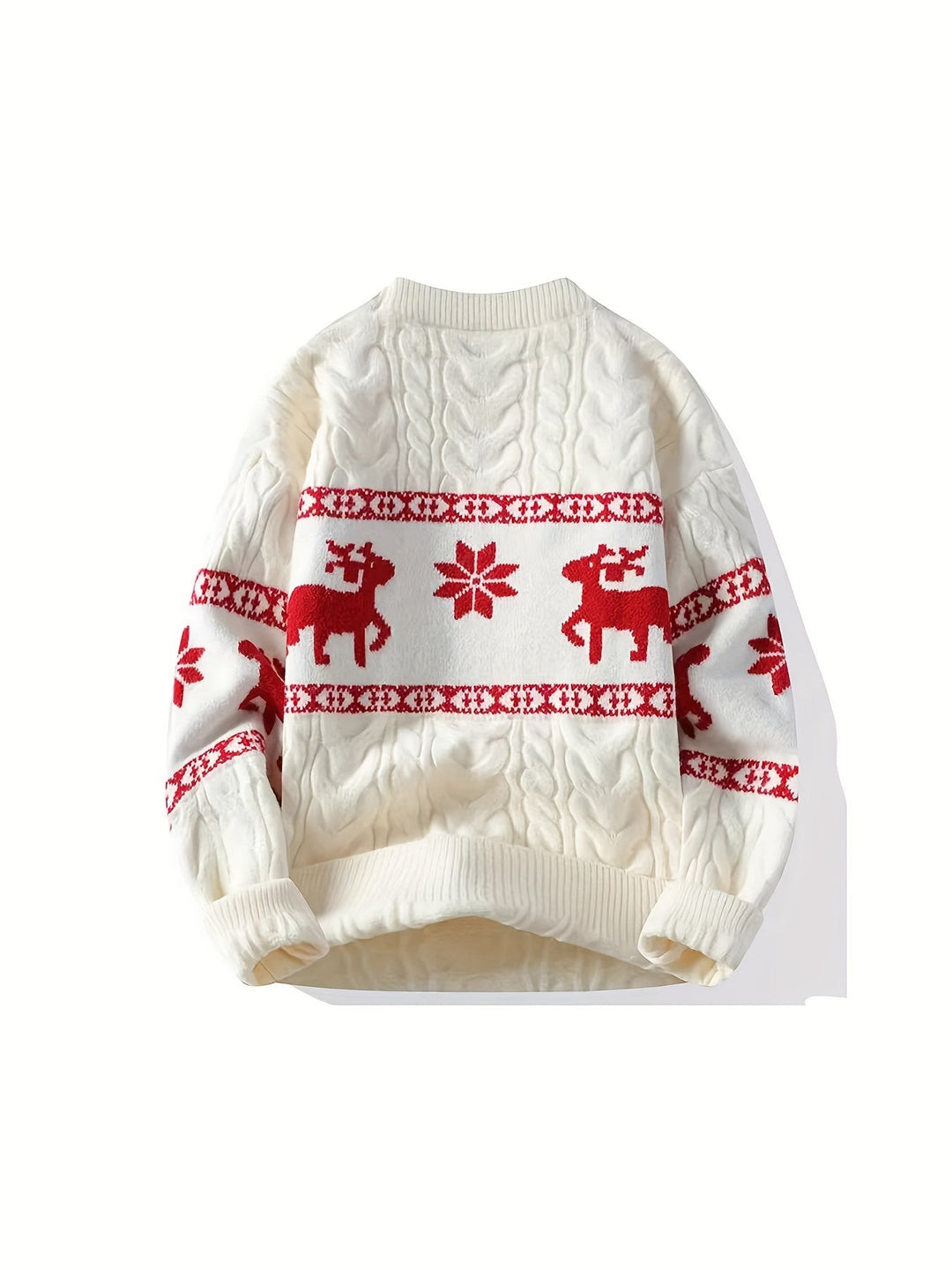 Men's Christmas Jumper Reindeer Snowflake Cable Knit