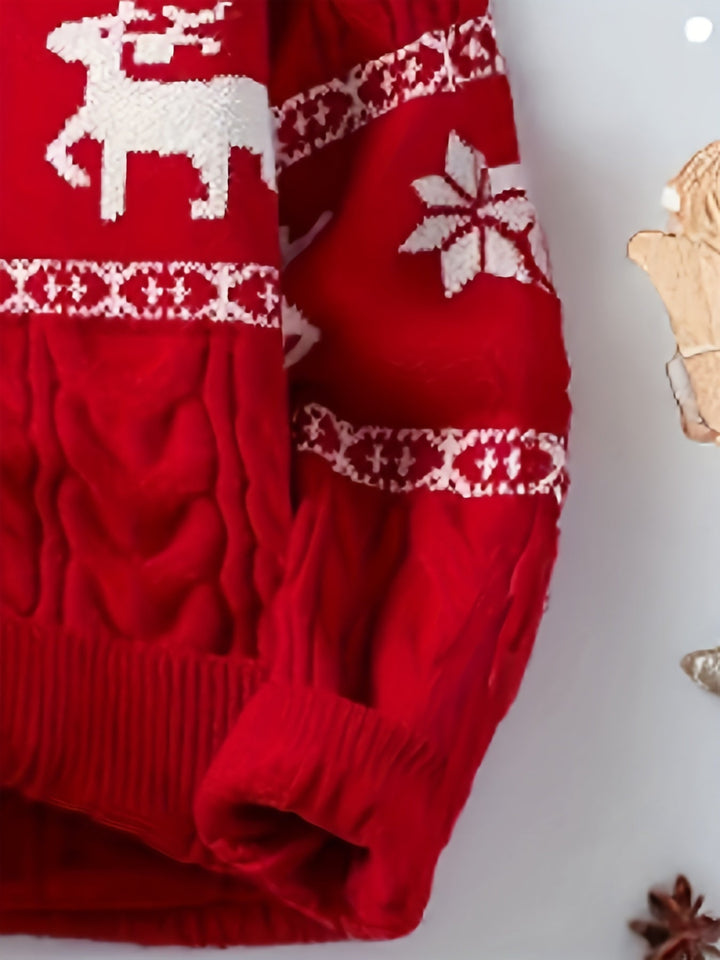 Men's Christmas Jumper Reindeer Snowflake Cable Knit