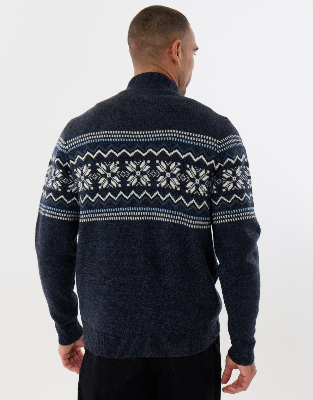 Men's Christmas Cardigan Fair Isle Snowflake Zip Through