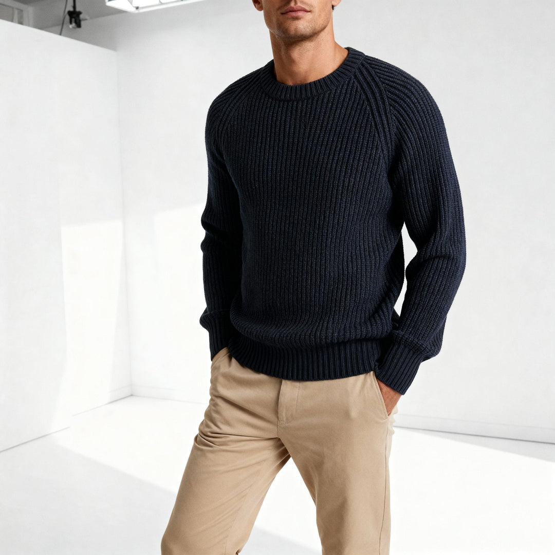 Men's Fisherman-Rib Crewneck Sweater