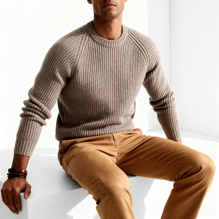 Men's Fisherman-Rib Crewneck Sweater