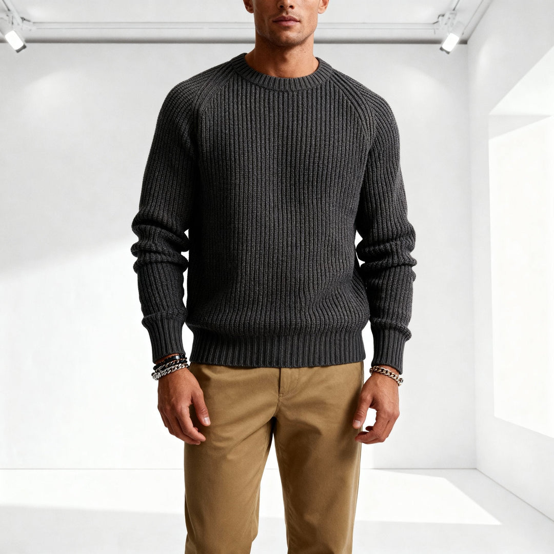 Men's Fisherman-Rib Crewneck Sweater