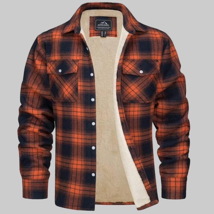 Men's Fleece-Lined Square Print Jacket