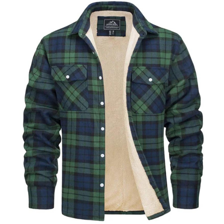 Men's Fleece-Lined Square Print Jacket